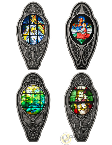 THE MOST FAMOUS STAINED GLASS WINDOWS 4x1 Oz Silver Coin 500 Francs CFA Cameroon 2026 - Coins & More - Coming Soon