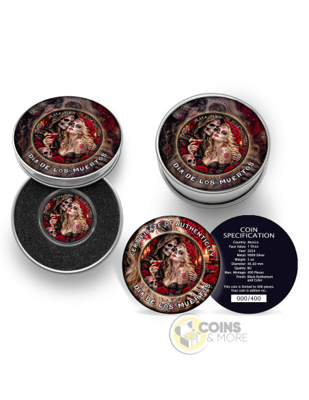 DIA DE LOS MUERTOS VIII Day Of The Dead Libertad 1 Oz Silver coin 1 Onza Mexico 2024 - Coins & More - Coming Soon