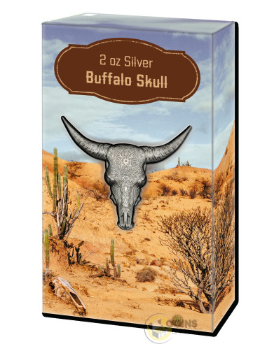 BUFFALO SKULL 2 Oz Silver Coin 5$ Solomon Islands 2026 - Coins & More - In Arrivo