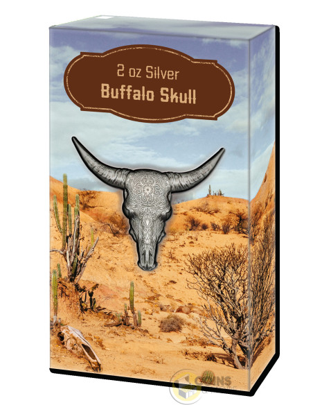 BUFFALO SKULL 2 Oz Silver Coin 5$ Solomon Islands 2026 - Coins & More - In Arrivo