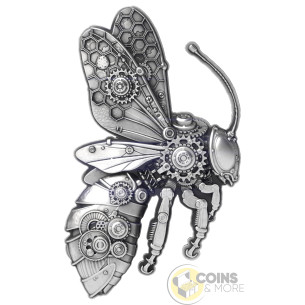 STEAMPUNK MECH BEE SHAPED 2 Oz Silver Coin 2000 Francs Cameroon 2027 - Coins & More - À Venir