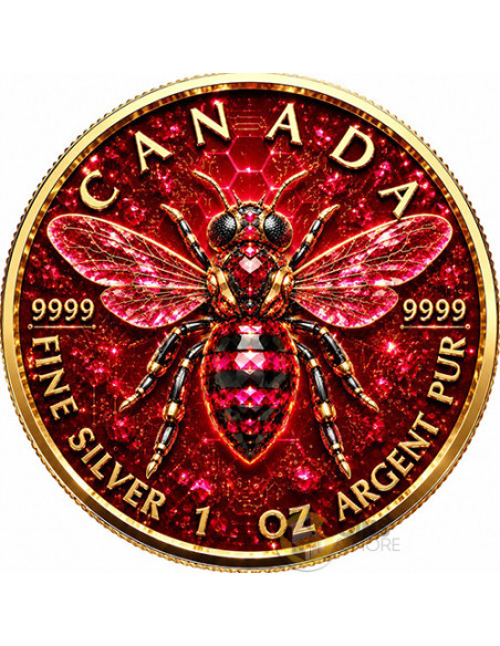 THE RUBY BEE Maple Leaf 1 Oz Silver Coin $5 Canada 2026 - Coins & More - Coming Soon