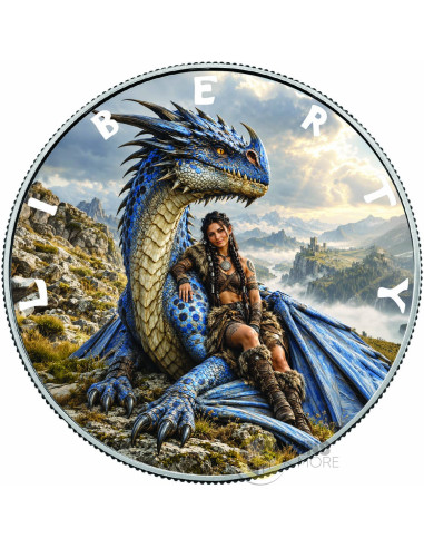 QUEEN OF THE AZURE DRAGON Queens of the Wild 1 Oz Silver Coin 1$ USA 2027 - Coins & More - À Venir