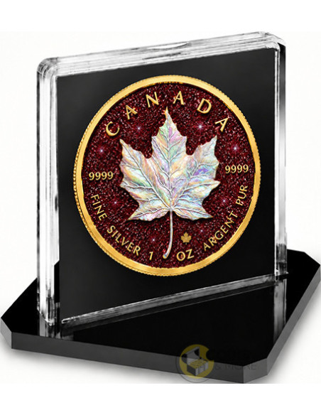 PEARL RADIANCE RUBY EDITION Maple Leaf 1 Oz Silver Coin $5 Canada 2026 - Coins & More - À Venir