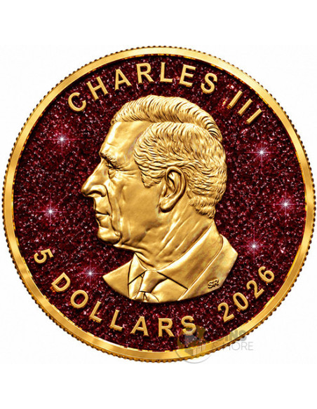 PEARL RADIANCE RUBY EDITION Maple Leaf 1 Oz Silver Coin $5 Canada 2026 - Coins & More - À Venir