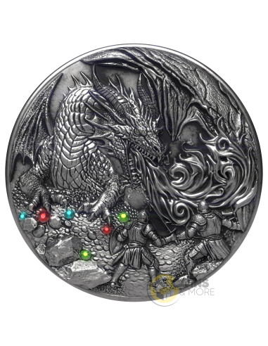 KNIGHT AND DRAGON Antiqued 2 Oz Silver Coin 20$ Liberia 2026 - Coins & More - Demnächst