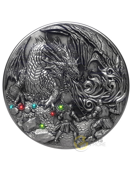 KNIGHT AND DRAGON Antiqued 2 Oz Silver Coin 20$ Liberia 2026 - Coins & More - Demnächst