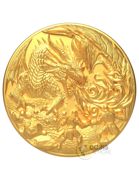 KNIGHT AND DRAGON Gold Gilded 2 Oz Silver Coin 20$ Liberia 2026 - Coins & More - Demnächst