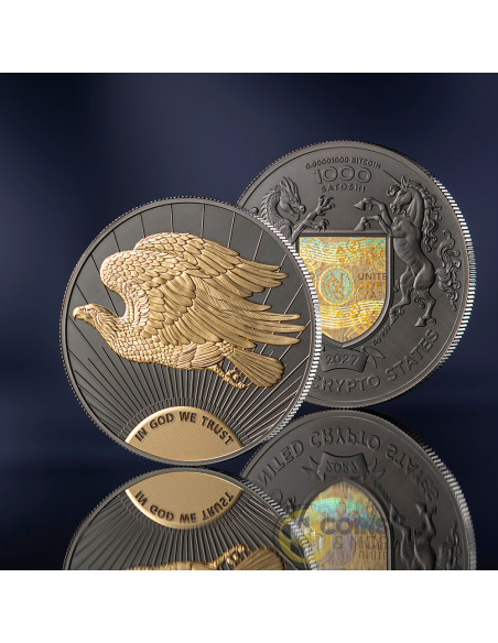 DOUBLE EAGLE 1 Oz Silver Proof Coin 1000 Satoshi United Crypto States 2027 - Coins & More - In Arrivo