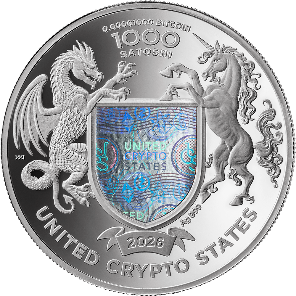 LIBERTY 1/2 Oz Silver Proof Coin 1000 Satoshi United Crypto States