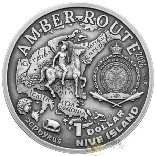 POLAND Amber Route Silver Coin 1$ Niue 2026 - Coins & More - In Arrivo 2