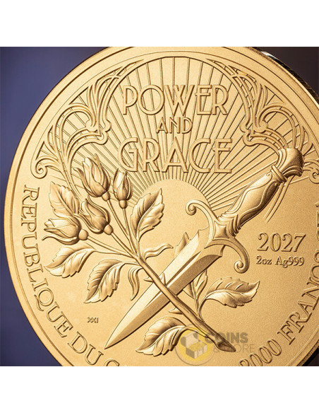 POWER AND GRACE The Aegis 2 Oz Silver Coin 2000 Francs Cameroon 2027 - Coins & More - Coming Soon