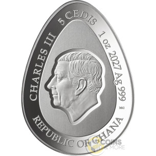 CHARUNOK Ukrainian Pysanka 1 Oz Silver Coin 5 Cedis Ghana 2027 - Coins & More - Coming Soon 2