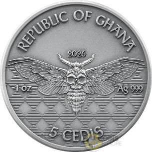 ROCKSTAR Memento Mori 1 Oz Silver Coin 5 Cedis Ghana 2026 - Coins & More - Coming Soon 2