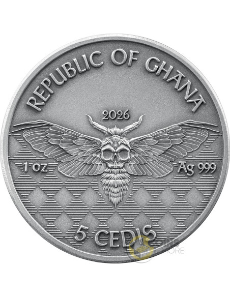 ROCKSTAR Memento Mori 1 Oz Silver Coin 5 Cedis Ghana 2026 - Coins & More - Coming Soon