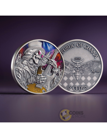 ROCKSTAR Memento Mori 1 Oz Silver Coin 5 Cedis Ghana 2026 - Coins & More - Coming Soon