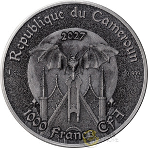 THE BAT Creatures of Nocturne 1 Oz Silver Coin 1000 Francs Cameroon 2027 - Coins & More - Coming Soon 2