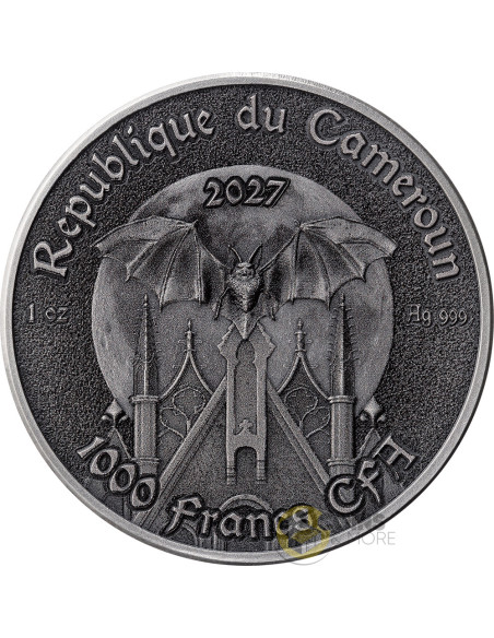 THE BAT Creatures of Nocturne 1 Oz Silver Coin 1000 Francs Cameroon 2027 - Coins & More - Coming Soon