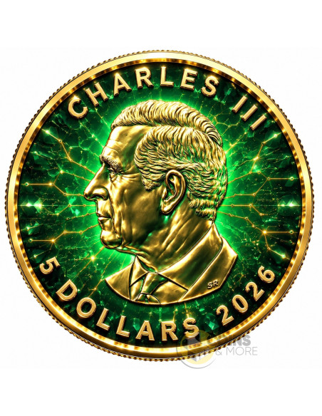 THE EMERALD BEE Maple Leaf 1 Oz Silver Coin $5 Canada 2026 - Coins & More - In Arrivo