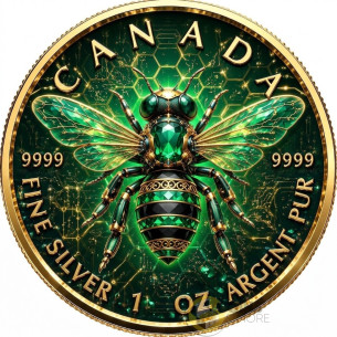 THE EMERALD BEE Maple Leaf 1 Oz Silver Coin $5 Canada 2026 - Coins & More - In Arrivo