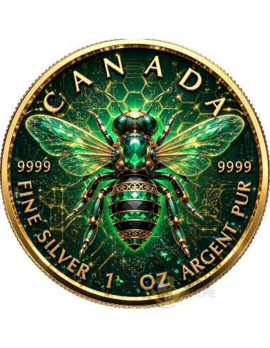 THE EMERALD BEE Maple Leaf 1 Oz Silver Coin $5 Canada 2026 - Coins & More - In Arrivo
