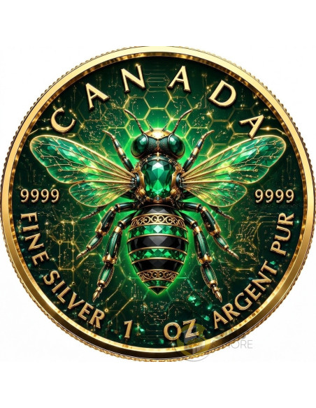 THE EMERALD BEE Maple Leaf 1 Oz Silver Coin $5 Canada 2026 - Coins & More - In Arrivo