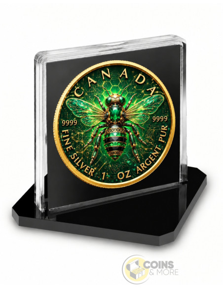THE EMERALD BEE Maple Leaf 1 Oz Silver Coin $5 Canada 2026 - Coins & More - In Arrivo