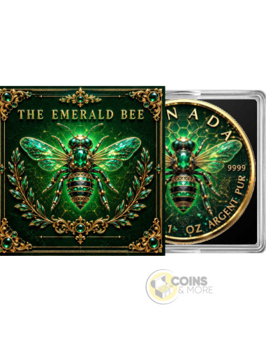 THE EMERALD BEE Maple Leaf 1 Oz Silver Coin $5 Canada 2026 - Coins & More - In Arrivo