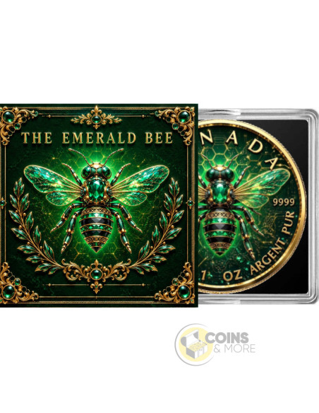 THE EMERALD BEE Maple Leaf 1 Oz Silver Coin $5 Canada 2026 - Coins & More - In Arrivo