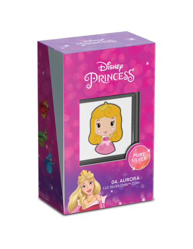 AURORA Chibi Princess Series 1 Oz Silver Coin 2$ Niue 2021 - Coins & More - Disney