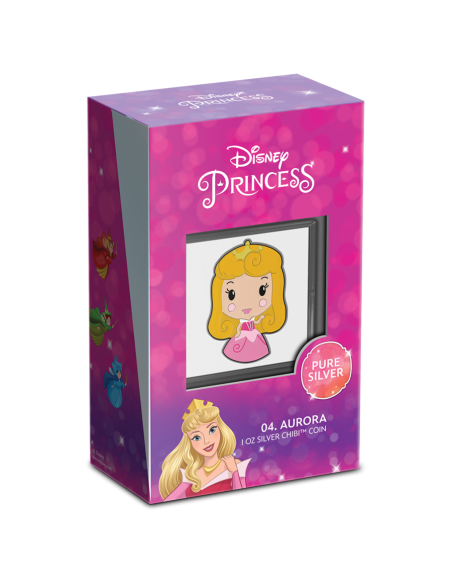 AURORA Chibi Princess Series 1 Oz Silver Coin 2$ Niue 2021 - Coins & More - Disney
