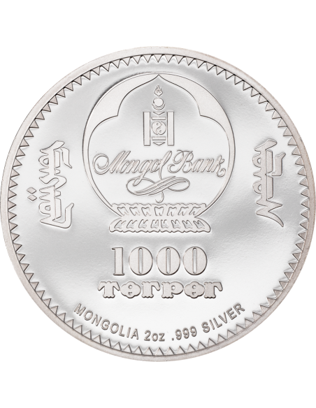 ROSEBUD FABERGE EGG Peter Carl 2 Oz Silver Coin 1000 Togrog Mongolia 2022 - Coins & More - Art et Architecture
