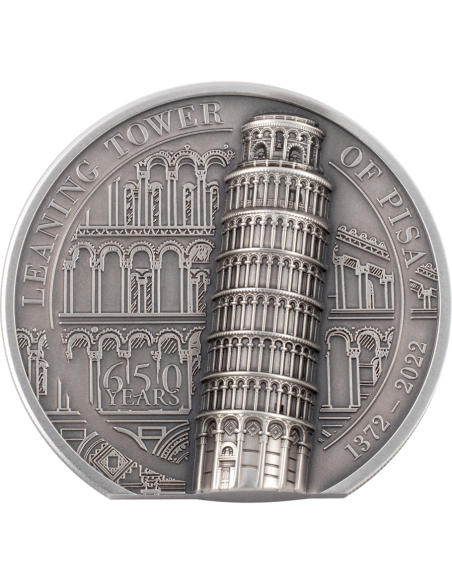 LEANING TOWER OF PISA 2 Oz Silver Coin 10$ Cook Islands 2022 - Coins & More - Arte e Architettura