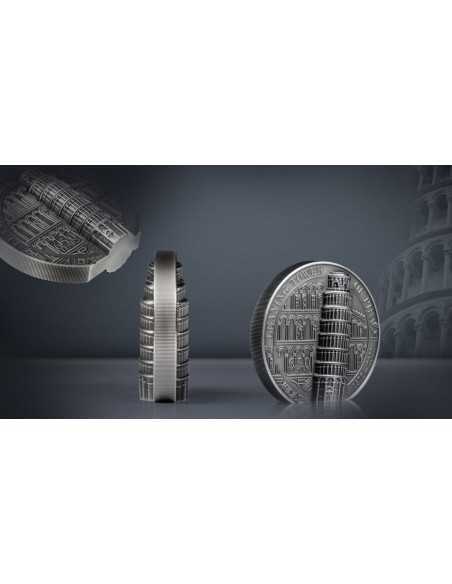 LEANING TOWER OF PISA 2 Oz Silver Coin 10$ Cook Islands 2022 - Coins & More - Arte e Architettura