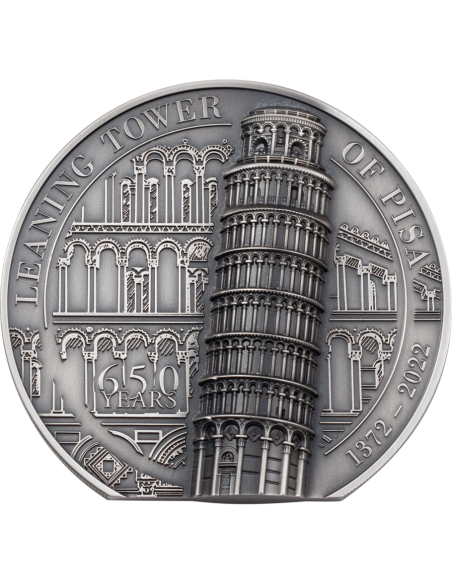 LEANING TOWER OF PISA 5 Oz Silver Coin 25$ Cook Islands 2022