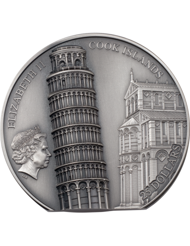 LEANING TOWER OF PISA 5 Oz Silver Coin 25$ Cook Islands 2022