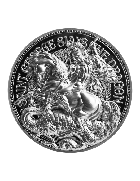 SAINT GEORGE SLAYS THE DRAGON 2 Oz Silver Coin 10000 Francs Chad 2021 - Coins & More - Tchad