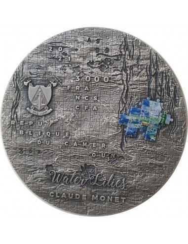 WATER LILIES By Claude Monet So Puzzle Art 3 Oz Silver Coin 3000 Francs Cameroon 2021 - Coins & More - Camerún