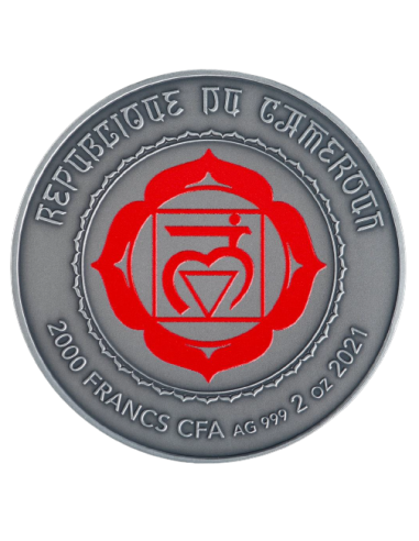 MULADHARA Chakra 2 Oz Silver Coin 2000 Francs Cameroon 2021 - Coins & More - Camerún