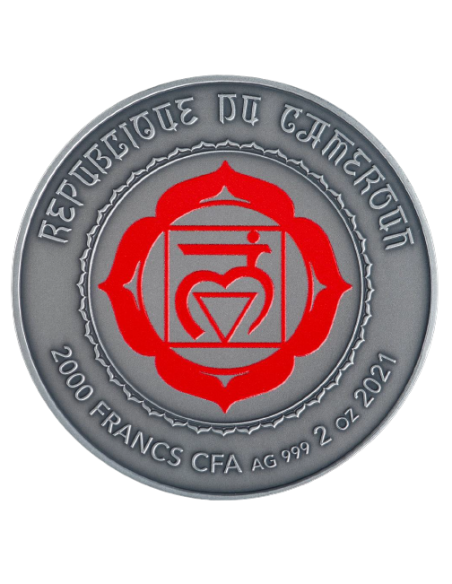MULADHARA Chakra 2 Oz Silver Coin 2000 Francs Cameroon 2021 - Coins & More - Camerún