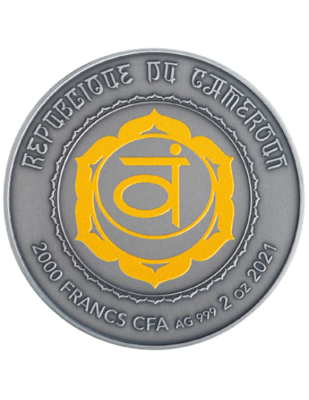 SWADHISTHANA Chakra 2 Oz Silver Coin 2000 Francs Cameroon 2021 - Coins & More - Scienza e Astronomia