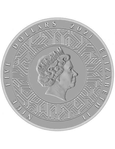 MICROCHIP 50th Anniversary 2 Oz Silver Coin 5$ Niue 2021 - Coins & More - Cienca y Astronomia