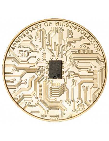 MICROCHIP 50th Anniversary Gilded 2 Oz Silver Coin 5$ Niue 2021