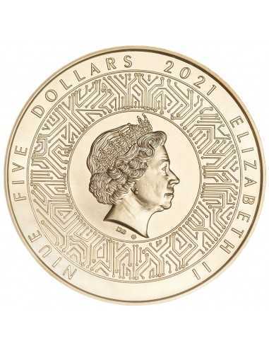 MICROCHIP 50th Anniversary Gilded 2 Oz Silver Coin 5$ Niue 2021