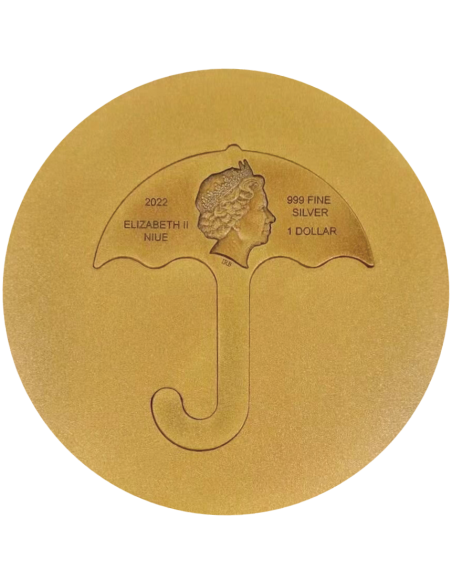 DALGONA HONEYCOMB Umbrella Shaped Squid Game 2 Oz Silver Coin 1$ Niue 2022 - Coins & More - Films et Séries