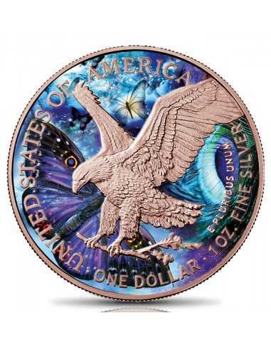 THE BUTTERFLY - SPIRIT ANIMALS 1 Oz Silver Eagle Gold Plated Coin 1$ Dollar USA 2021 - Coins & More - Natura e Animali
