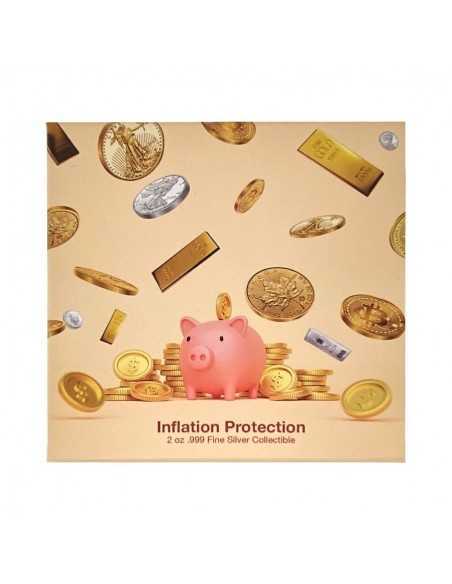 INFLATION PROTECTION 2 Oz Silver Antiqued Coin 10000 Francs Chad 2022 - Coins & More - Chad