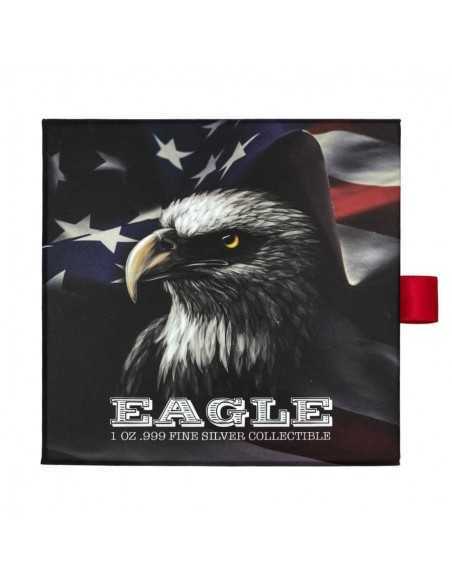 AMERICAN EAGLE SHAPED Silver Antiqued 1 Oz Coin 5000 Francs Chad 2022