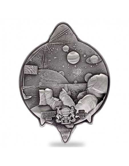 BITCOIN ROCKET SHAPED Silver Antiqued 1 Oz Coin 5000 Francs Chad 2022 - Coins & More - Videojuegos y Multimedia