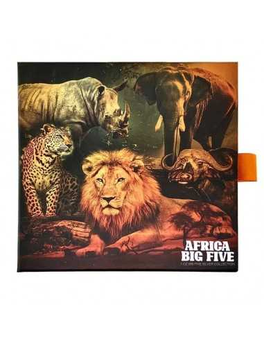 AFRICA BIG FIVE SHAPED Silver Antiqued 1 Oz Coin 5000 Francs Chad 2022 - Coins & More - Naturaleza y Animales